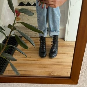 Black Laredo Leather Kiltie Roper Lace Up Boots